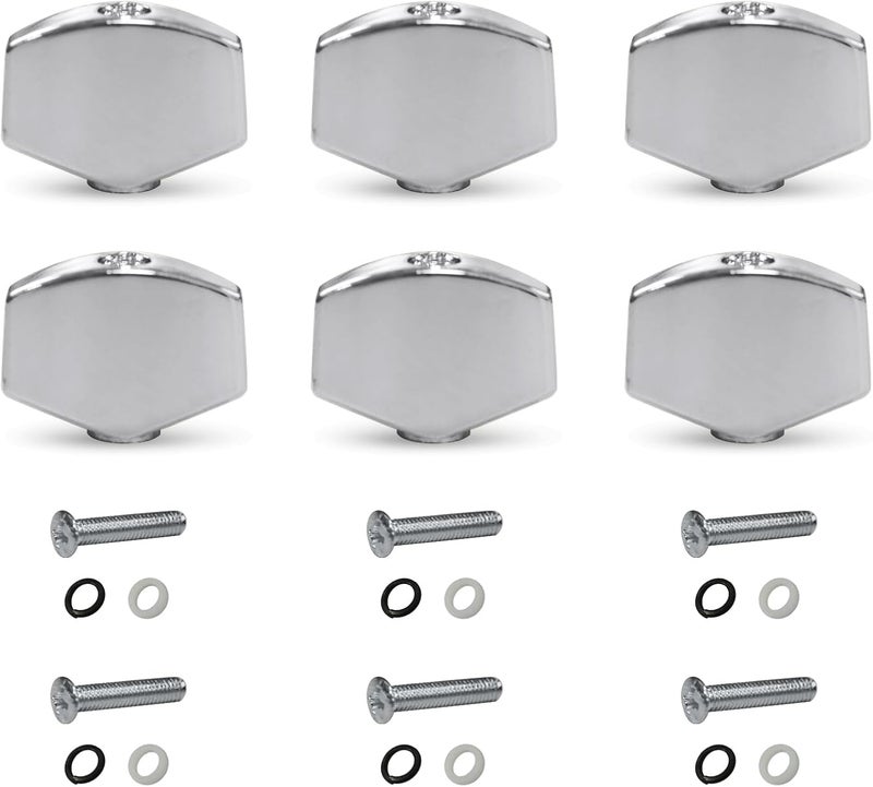 MAXCHEER 6PCS Metal Big Square Shape Acoustic Classical Guitar Tuning Keys Machine Head Replacemen Buttons knob Handle Tip (Chrome) - Image 1